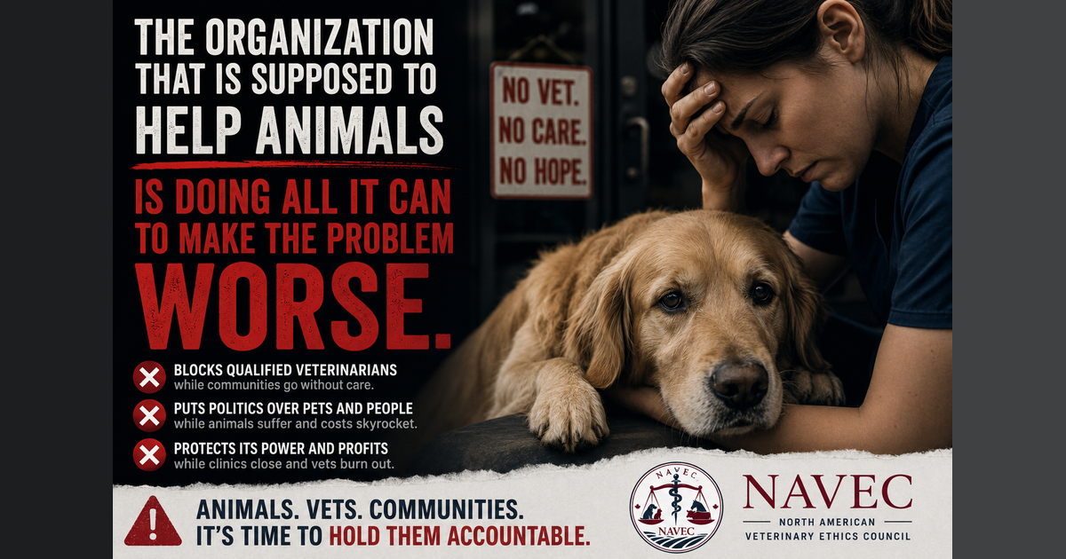 America is short 37,000 vets. 2,000 trained veterinarians are waiting at a gate owned by a private club nobody elected. 